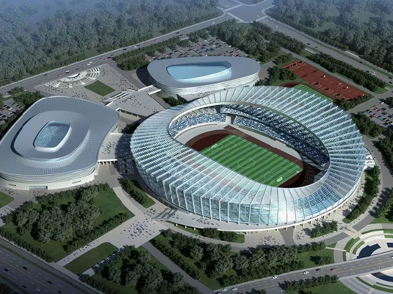 Előre gyártott acélszerkezet a Sportközpont komplexumhoz