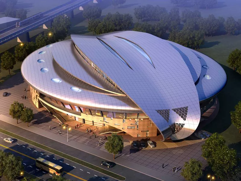 Előre gyártott stadionépítés acélszerkezettel