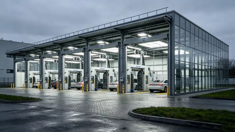 Acélvázas autómosó központ építése