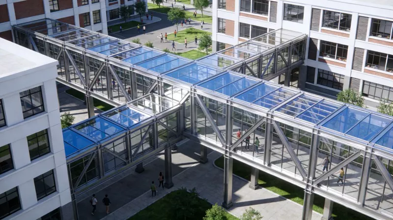 Acélszerkezetű Campus Folyosó